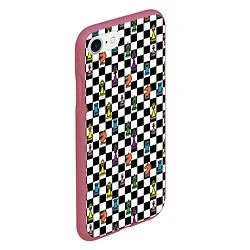 Чехол iPhone 7/8 матовый Яркая шахматная доска, цвет: 3D-малиновый — фото 2