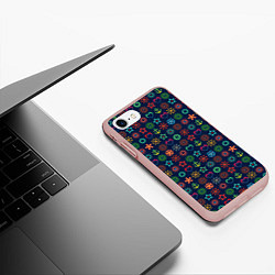 Чехол iPhone 7/8 матовый Морской разноцветный узор, цвет: 3D-светло-розовый — фото 2