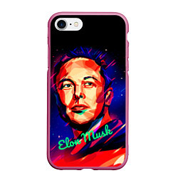 Чехол iPhone 7/8 матовый ElonMuskА НА ВАС НЕТ, цвет: 3D-малиновый