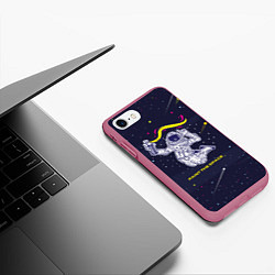 Чехол iPhone 7/8 матовый Рисуй в космосе, цвет: 3D-малиновый — фото 2