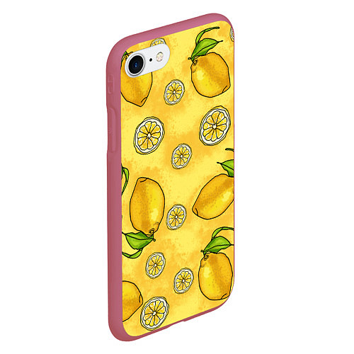 Чехол iPhone 7/8 матовый Лимончик / 3D-Малиновый – фото 2