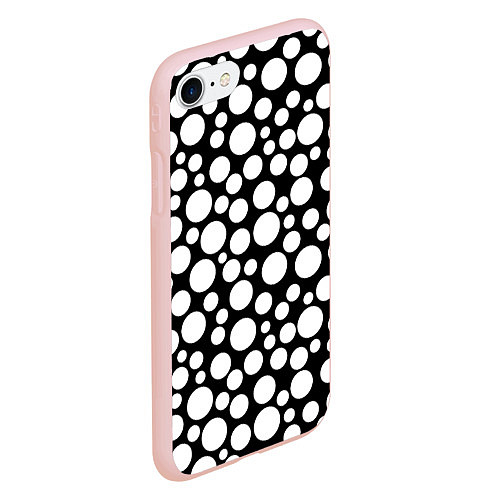 Чехол iPhone 7/8 матовый Черно-белый горох / 3D-Светло-розовый – фото 2