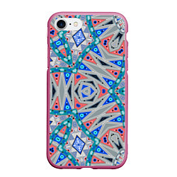 Чехол iPhone 7/8 матовый Серо-синий абстрактный узор, цвет: 3D-малиновый