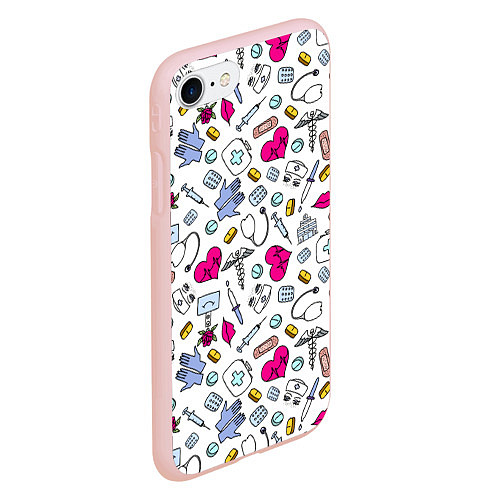 Чехол iPhone 7/8 матовый Медицинский паттерн / 3D-Светло-розовый – фото 2