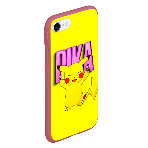 Чехол iPhone 7/8 матовый ПИКАЧУ PIKACHU / 3D-Малиновый – фото 2