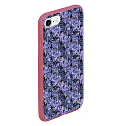 Чехол iPhone 7/8 матовый Сине-фиолетовый цветочный узор, цвет: 3D-малиновый — фото 2