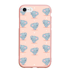 Чехол iPhone 7/8 матовый Слоники, цвет: 3D-светло-розовый