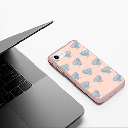 Чехол iPhone 7/8 матовый Слоники, цвет: 3D-светло-розовый — фото 2