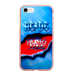 Чехол iPhone 7/8 матовый ACDC - The Razor’s Edge, цвет: 3D-светло-розовый