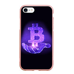 Чехол iPhone 7/8 матовый BITCOIN IN HAND БИТКОИН, цвет: 3D-светло-розовый