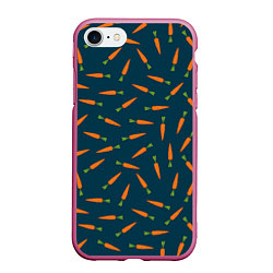 Чехол iPhone 7/8 матовый Морковки паттерн, цвет: 3D-малиновый