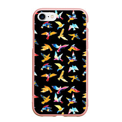 Чехол iPhone 7/8 матовый Акварельные птица, цвет: 3D-светло-розовый