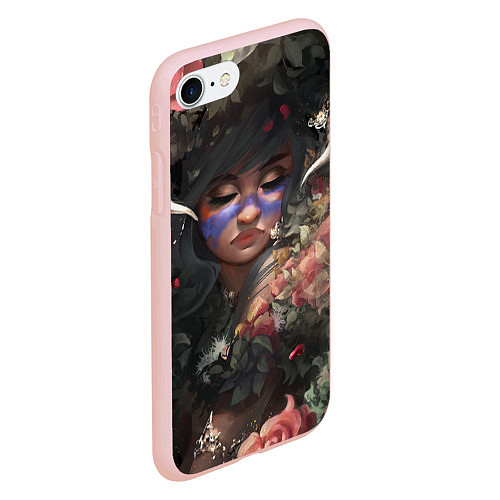 Чехол iPhone 7/8 матовый Суккуб Демонесса в цветах / 3D-Светло-розовый – фото 2