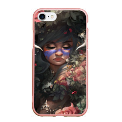 Чехол iPhone 7/8 матовый Суккуб Демонесса в цветах, цвет: 3D-светло-розовый