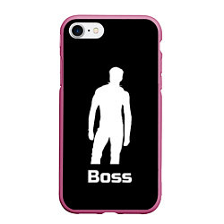 Чехол iPhone 7/8 матовый Boss of the gym on black, цвет: 3D-малиновый