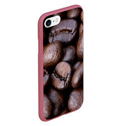 Чехол iPhone 7/8 матовый Кофейные зёрна, цвет: 3D-малиновый — фото 2
