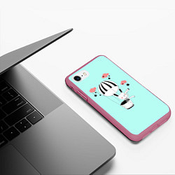 Чехол iPhone 7/8 матовый Зайчик, цвет: 3D-малиновый — фото 2
