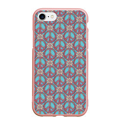 Чехол iPhone 7/8 матовый Символы хиппи, цвет: 3D-светло-розовый