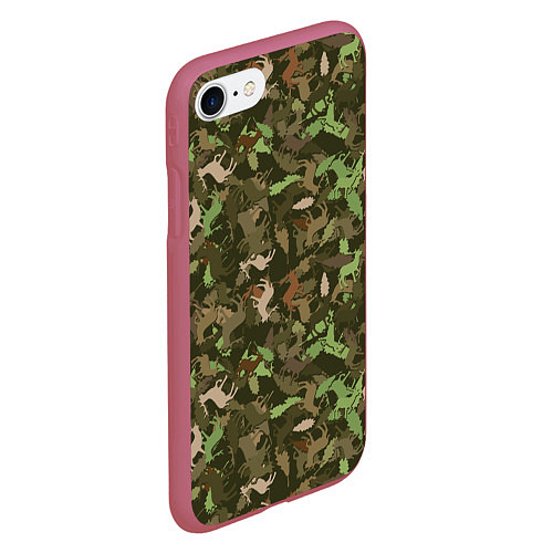 Чехол iPhone 7/8 матовый Лоси в дубовом лесу / 3D-Малиновый – фото 2