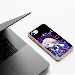 Чехол iPhone 7/8 матовый Ци Ци, Genshin Impact, цвет: 3D-светло-розовый — фото 2