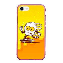 Чехол iPhone 7/8 матовый Веселая яичница на скейте, цвет: 3D-малиновый