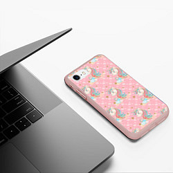 Чехол iPhone 7/8 матовый Единороги для девочек, цвет: 3D-светло-розовый — фото 2
