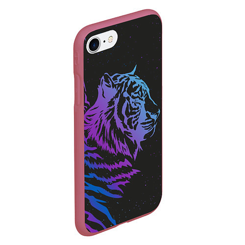 Чехол iPhone 7/8 матовый Tiger Neon / 3D-Малиновый – фото 2