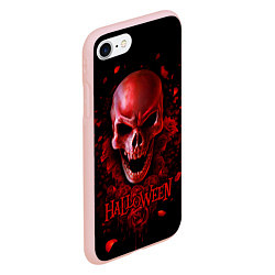 Чехол iPhone 7/8 матовый Красный череп в кровавых розах, цвет: 3D-светло-розовый — фото 2