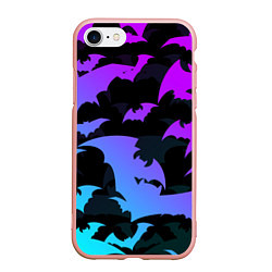 Чехол iPhone 7/8 матовый ЛЕТУЧИЕ МЫШИ ХЕЛЛОУИН НЕОН HALLOWEEN NEON, цвет: 3D-светло-розовый