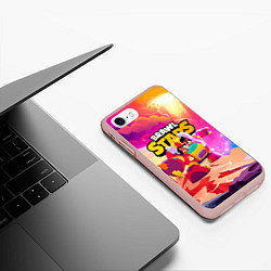 Чехол iPhone 7/8 матовый Опасная Meg Brawl Stars, цвет: 3D-светло-розовый — фото 2