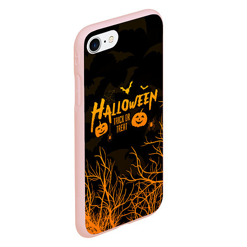 Чехол iPhone 7/8 матовый HALLOWEEN FOREST BATS ЛЕТУЧИЕ МЫШИ В ЛЕСУ ХЕЛЛОУИН / 3D-Светло-розовый – фото 2