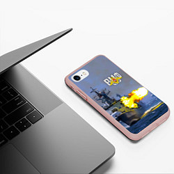 Чехол iPhone 7/8 матовый Выстрел из крейсера, цвет: 3D-светло-розовый — фото 2