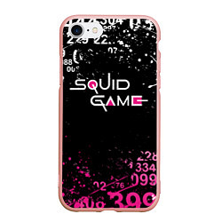 Чехол iPhone 7/8 матовый Игра в кальмара: Брызги красок, цвет: 3D-светло-розовый