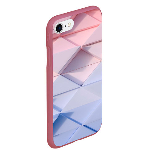 Чехол iPhone 7/8 матовый Треугольники для тебя / 3D-Малиновый – фото 2