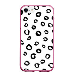 Чехол iPhone 7/8 матовый Леопардовый окрас, цвет: 3D-малиновый