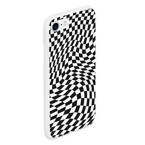 Чехол iPhone 7/8 матовый Черно-белая клетка Black and white squares / 3D-Белый – фото 2