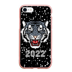 Чехол iPhone 7/8 матовый Черный водяной тигр 2022, цвет: 3D-светло-розовый