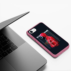 Чехол iPhone 7/8 матовый SQUID GAME ИГРА В КАЛЬМАРА ЧЕЛОВЕК В МАСКЕ КРУГ, цвет: 3D-малиновый — фото 2