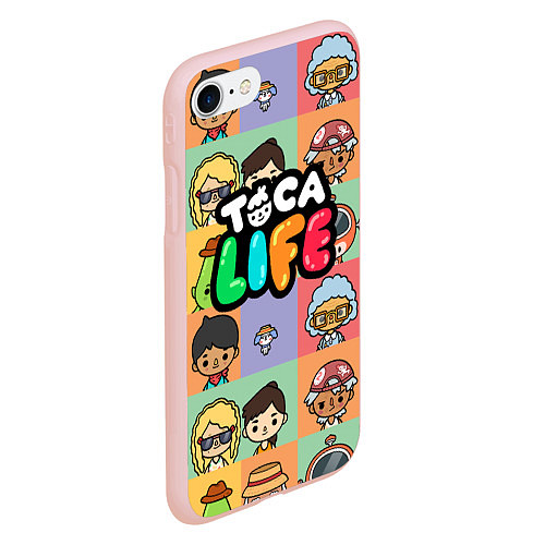 Чехол iPhone 7/8 матовый Toca Life: Faces / 3D-Светло-розовый – фото 2