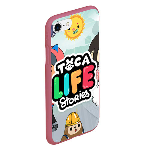 Чехол iPhone 7/8 матовый Toca Life: Stories / 3D-Малиновый – фото 2