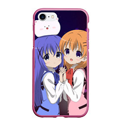 Чехол iPhone 7/8 матовый Gochuumon wa Usagi Desu ka? Cocoa, Chino & Tippi, цвет: 3D-малиновый