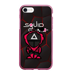 Чехол iPhone 7/8 матовый Squid game BLACK, цвет: 3D-малиновый