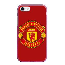 Чехол iPhone 7/8 матовый Manchester United F C, цвет: 3D-малиновый