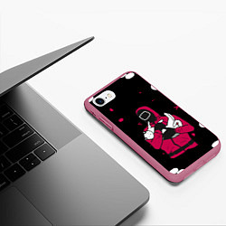 Чехол iPhone 7/8 матовый Игра в кальмара x Кот,, цвет: 3D-малиновый — фото 2