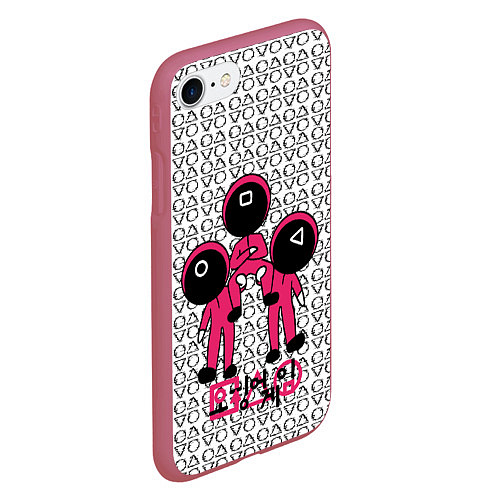 Чехол iPhone 7/8 матовый Игра в кальмара Squid Game / 3D-Малиновый – фото 2