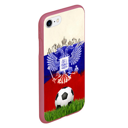 Чехол iPhone 7/8 матовый Российский футбол / 3D-Малиновый – фото 2