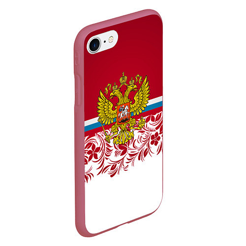 Чехол iPhone 7/8 матовый Российский герб / 3D-Малиновый – фото 2