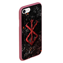 Чехол iPhone 7/8 матовый BERSERK LOGO GRUNGE RED, цвет: 3D-малиновый — фото 2