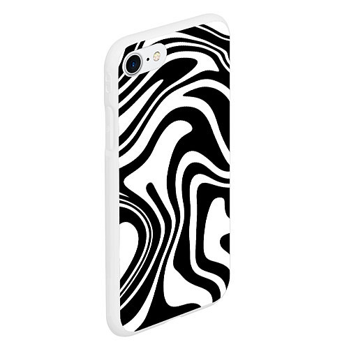 Чехол iPhone 7/8 матовый Черно-белые полосы Black and white stripes / 3D-Белый – фото 2