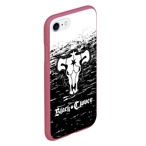 Чехол iPhone 7/8 матовый Чёрный клевер: Бык / 3D-Малиновый – фото 2